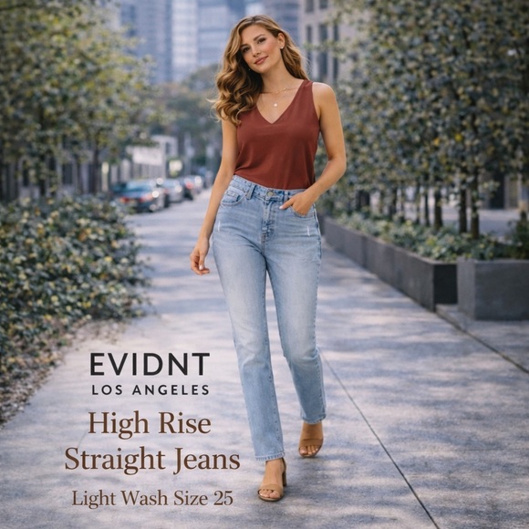 EVIDNT Denim - EVIDNT Los Angeles High Rise Straight Jeans Light Wash Size 25